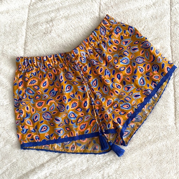 Aerie Paisley Print Sleep Shorts with Lace Detail and Tassels - Size Medium - Picture 1 of 4